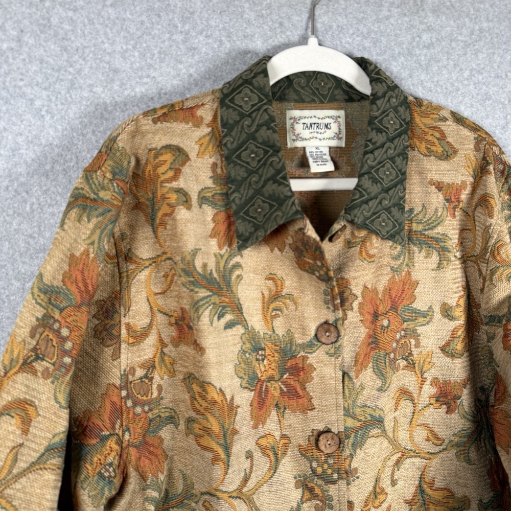 Tantrums tapestry jacket womens XL fall button front patterned 90s Vintage - Picture 2 of 7